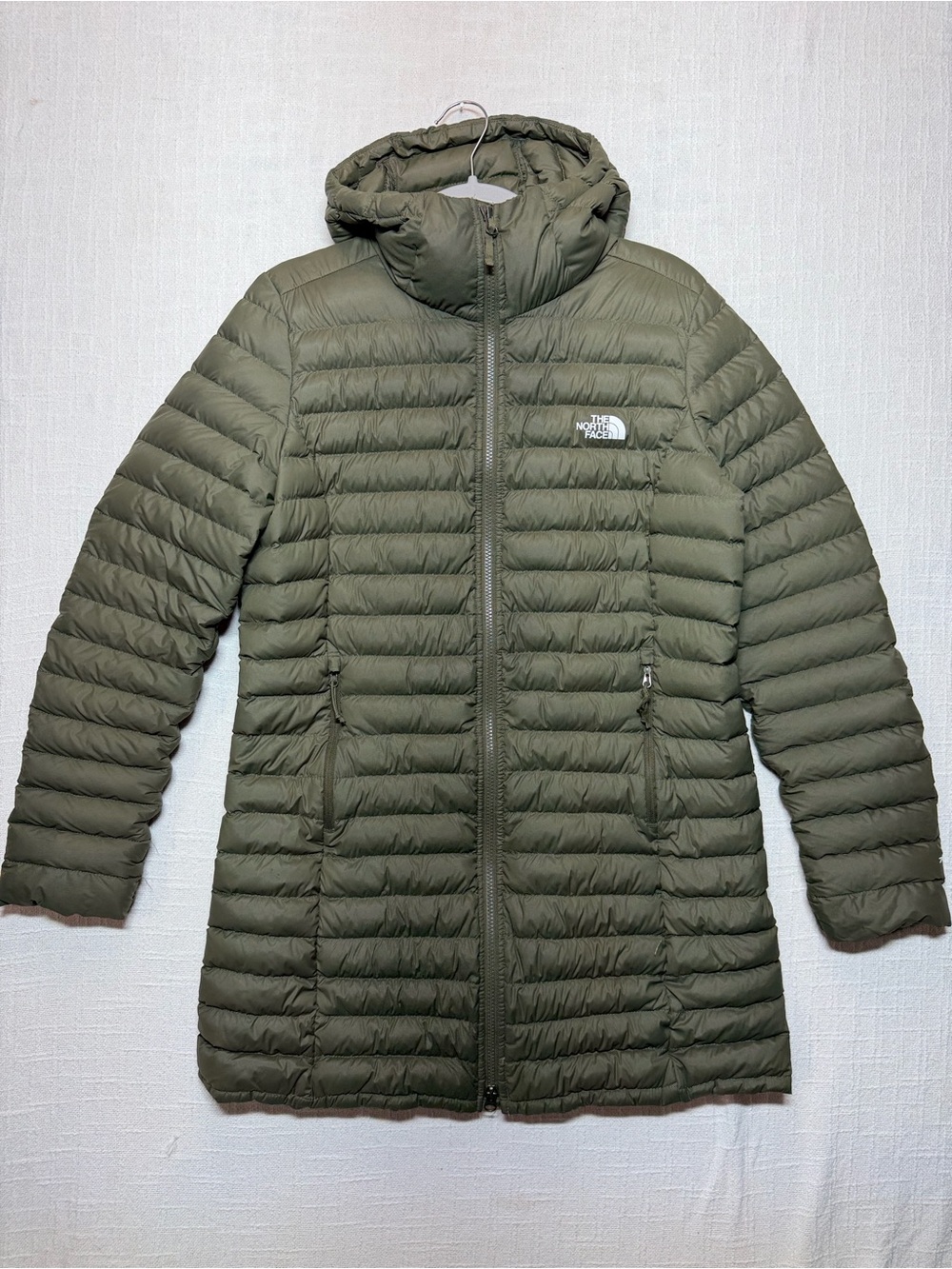 The North Face Womens Olive Hooded Down Jacket 700 size large